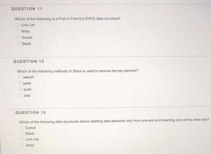 Solved QUESTION 11 Which of the following is a first in | Chegg.com