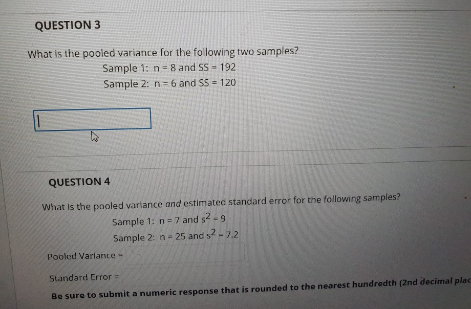 Solved What is the pooled variance and estimated standard | Chegg.com