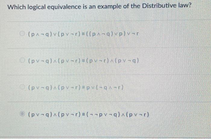 Solved discrete mathematics Which logical equivalence is an | Chegg.com