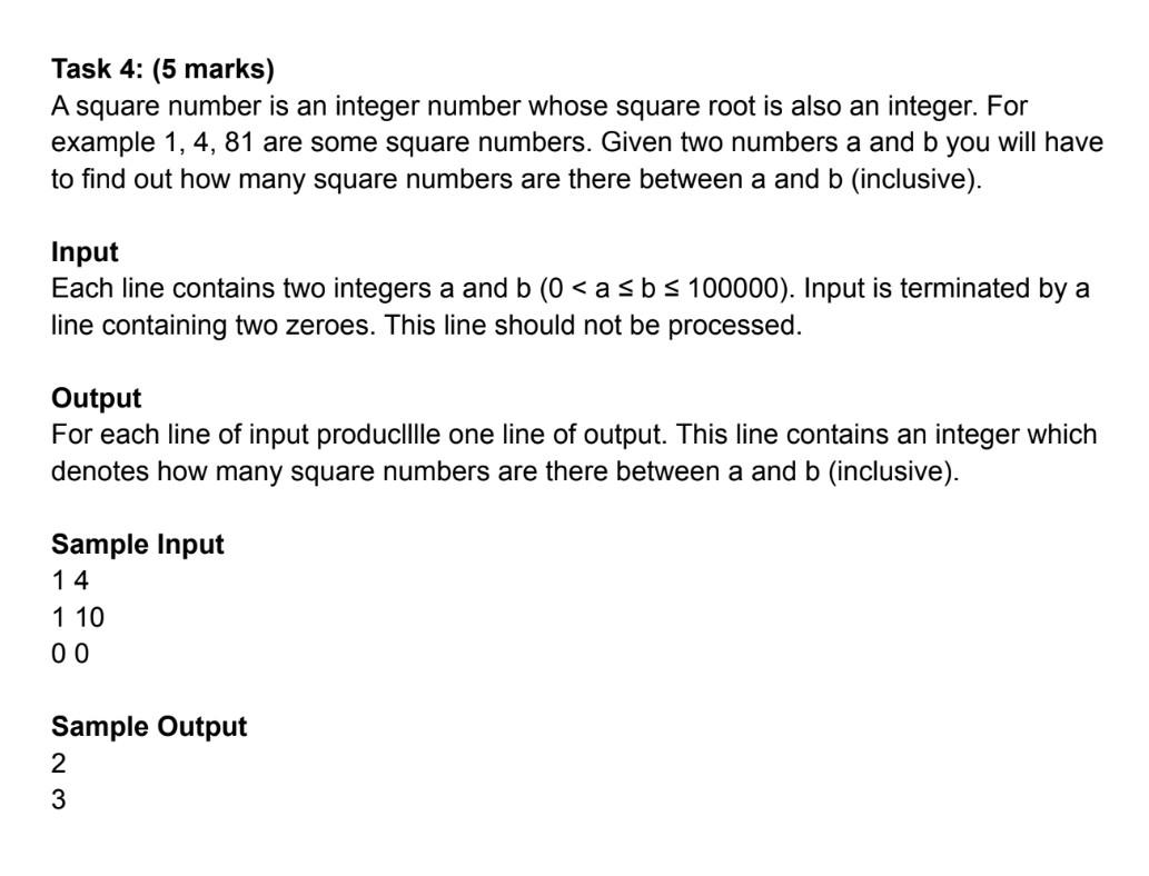Solved Task 4: (5 marks) A square number is an integer | Chegg.com