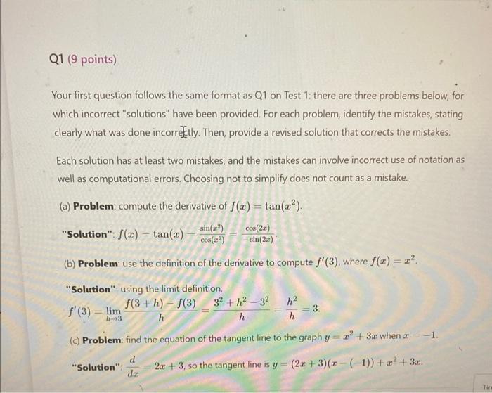 Solved Your first question follows the same format as Q1 on