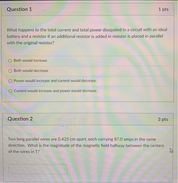 Solved Question 1 1 pts What happens to the total current | Chegg.com