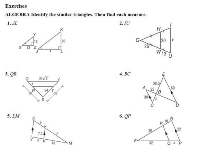 Solved Exercises ALGEBRA Identify the similar triangles.