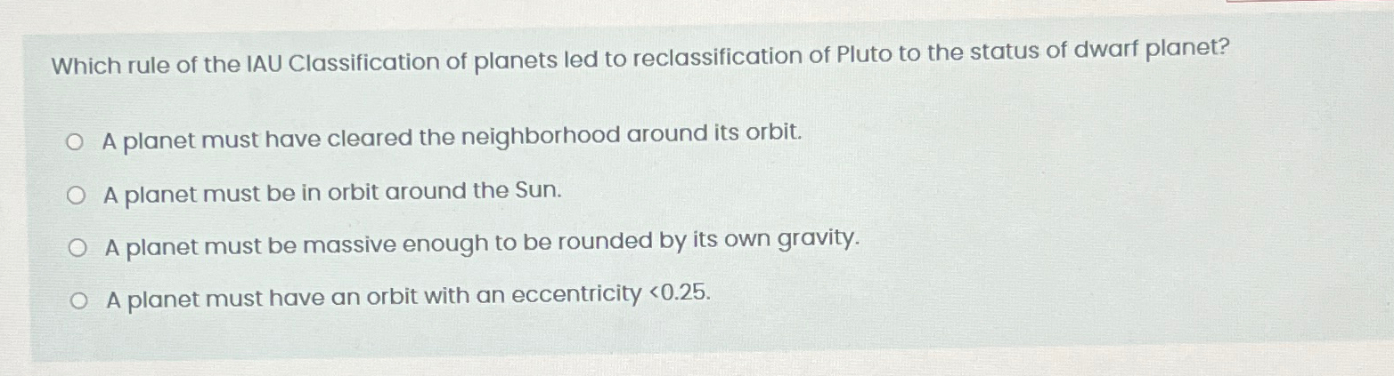 Solved Which rule of the IAU Classification of led
