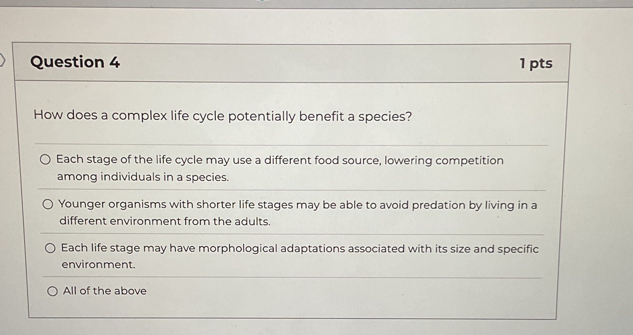Solved Question 41 ﻿ptsHow does a complex life cycle | Chegg.com
