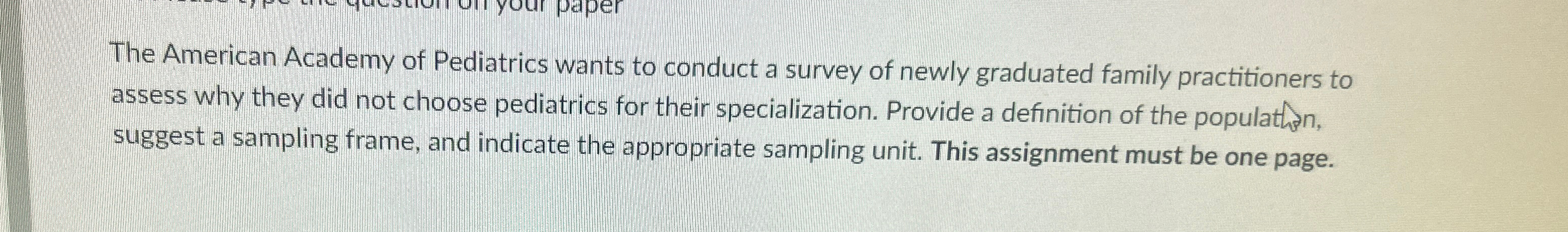 Solved The American Academy Of Pediatrics Wants To Conduct A | Chegg.com