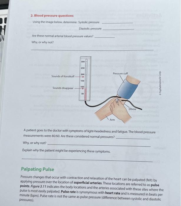 Solved 2. Blood pressure questions Using the image below,