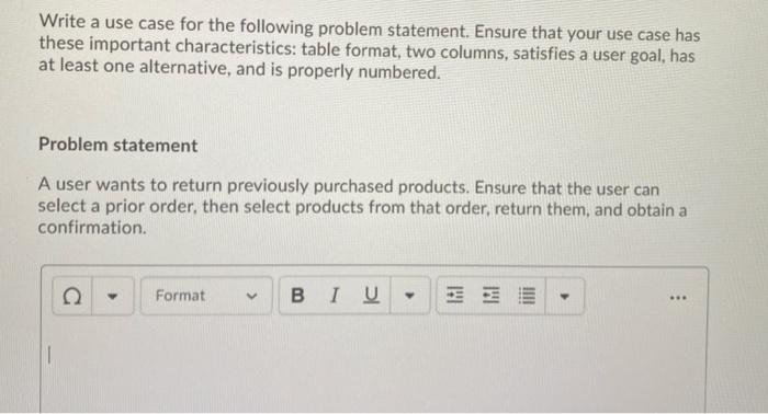 Solved Write a use case for the following problem statement. | Chegg.com