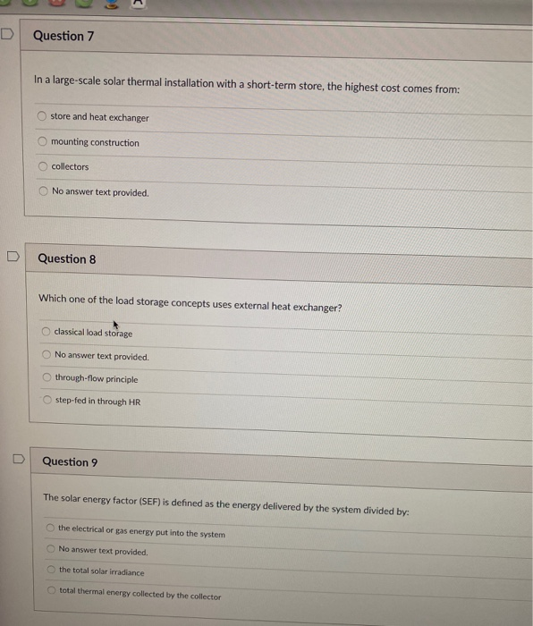 Solved Question 7 In a large-scale solar thermal | Chegg.com