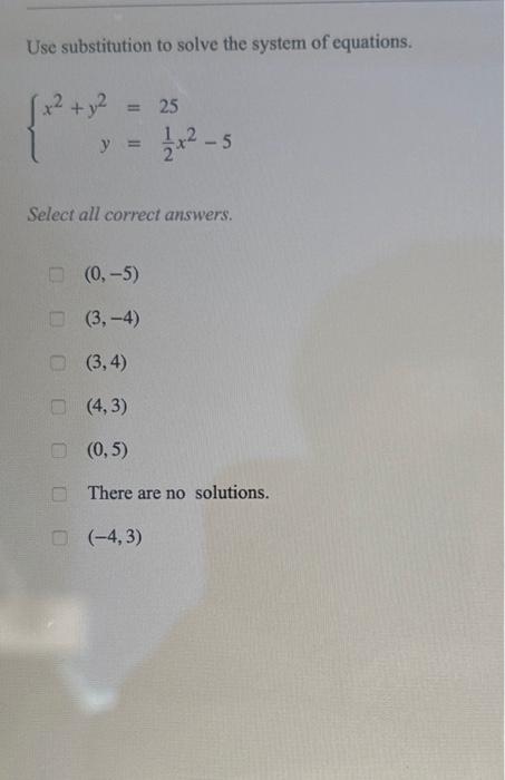 Solved Use Substitution To Solve The System Of Equations 2327