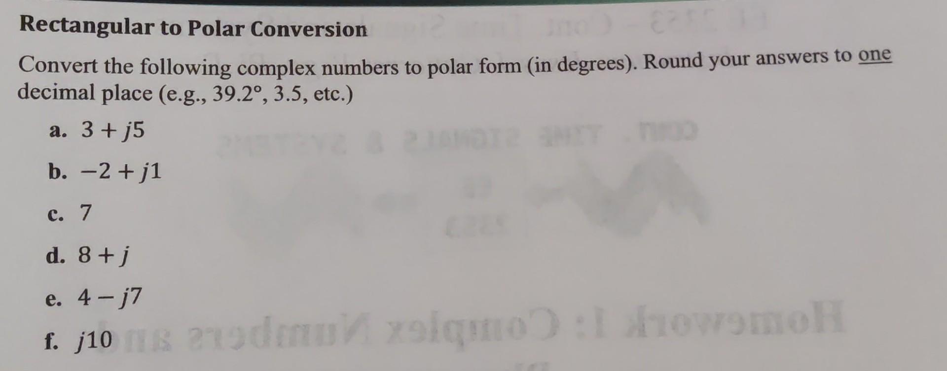Solved Rectangular to Polar Conversion 8250 Convert the | Chegg.com