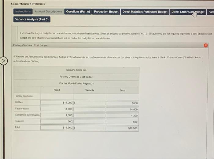 Solved Instructions Genuine Spice Inc began operations on