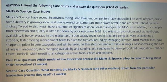 Solved Question 4: Read the following Case Study and answer | Chegg.com