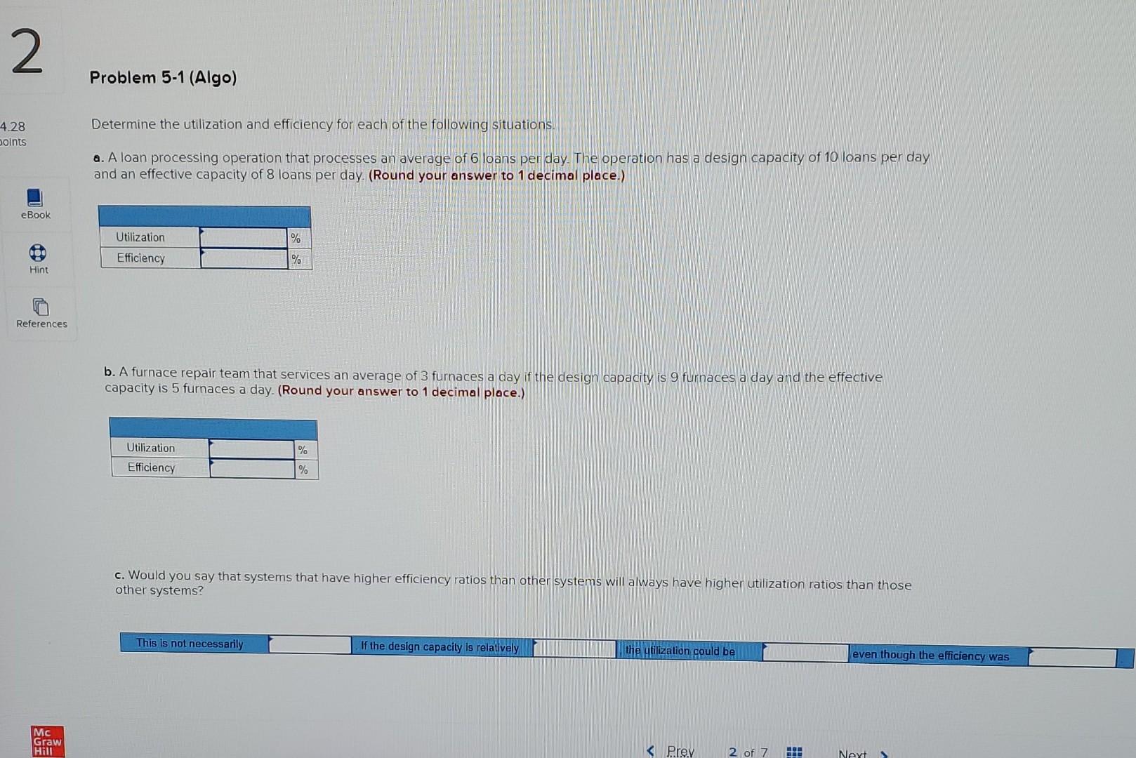 Solved 2 Problem 5-1 (Algo) Determine the utilization and | Chegg.com