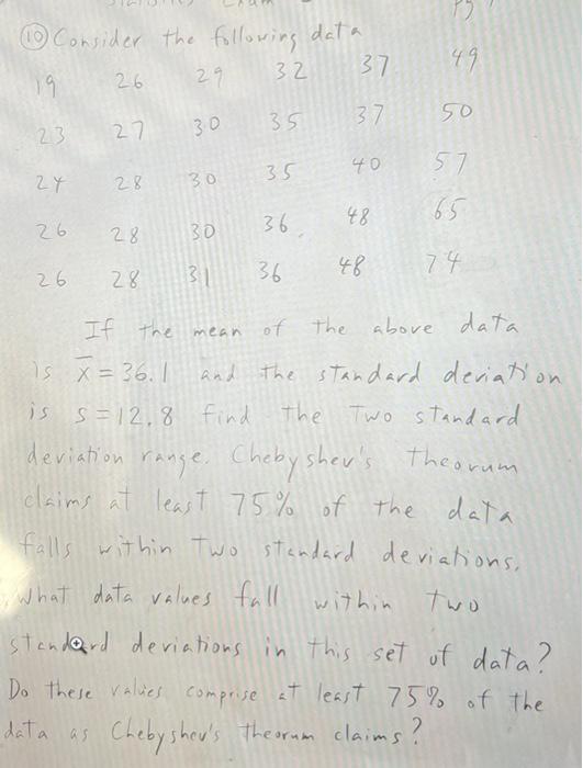 Solved (10) Consider the following data | Chegg.com