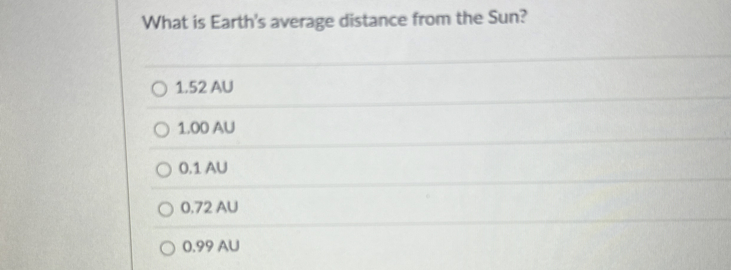 Solved What is Earth's average distance from the Sun?1.52 | Chegg.com