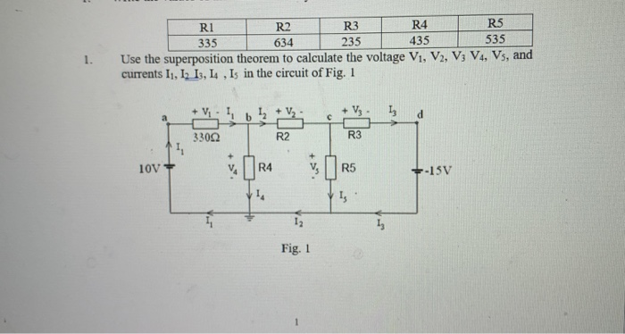 Solved 1. RI R2 R3 R4 R5 335 634 235 435 535 Use the | Chegg.com
