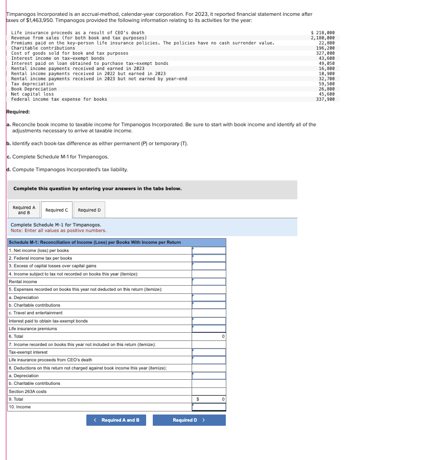 Solved Timpanogos Incorporated is an accrual-method, | Chegg.com