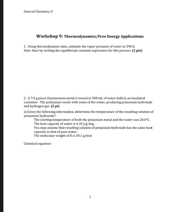 Solved General Chemistry II B) Would You Expect AE To Be The | Chegg.com