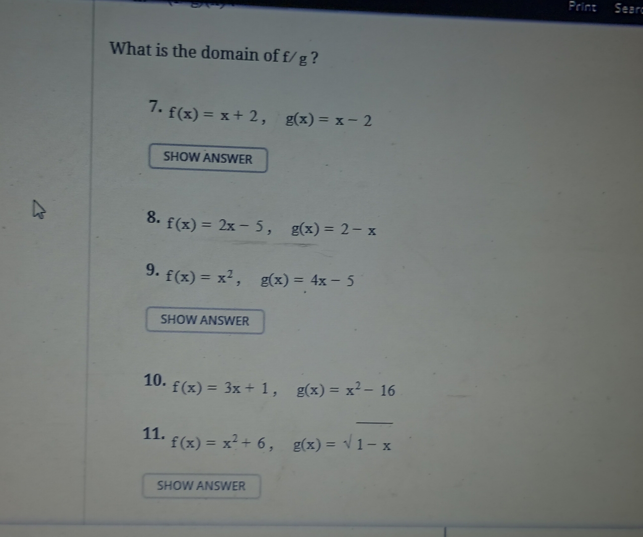 Solved finding arithmetic combinations of functions in