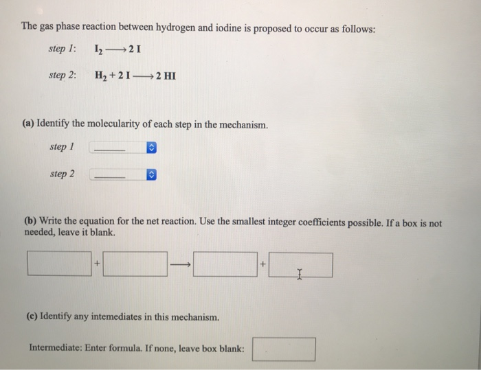 Solved The Gas Phase Reaction Between Hydrogen And Iodine