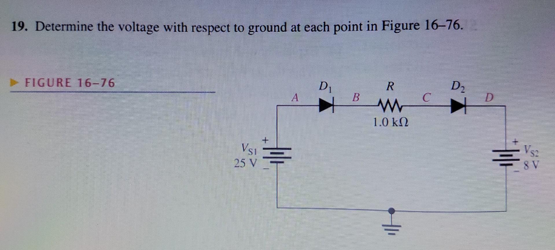 Solved 19. Determine The Voltage With Respect To Ground At | Chegg.com