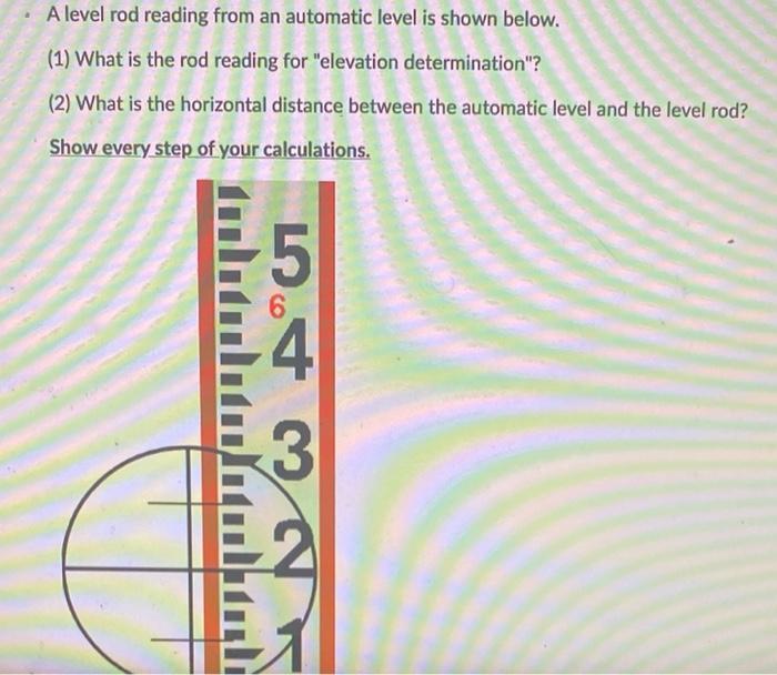 Solved A level rod reading from an automatic level is shown