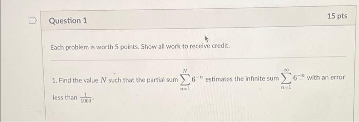 Solved Each problem is worth 5 points. Show all work to | Chegg.com
