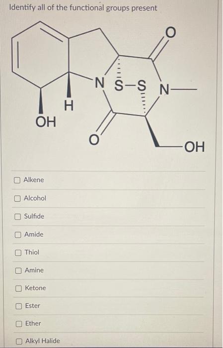 Solved Identify all of the functional groups present Alkene | Chegg.com