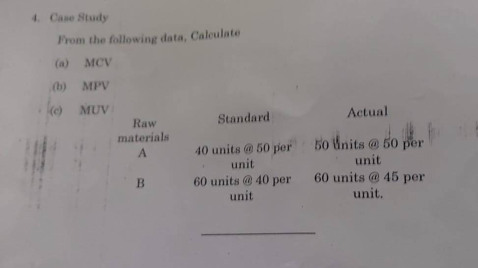 Solved From the following data, Calculate (a) MCV (b) MPV