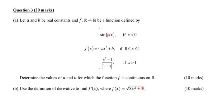 Solved (a) Let A And B Be Real Constants And F:R→R Be A | Chegg.com