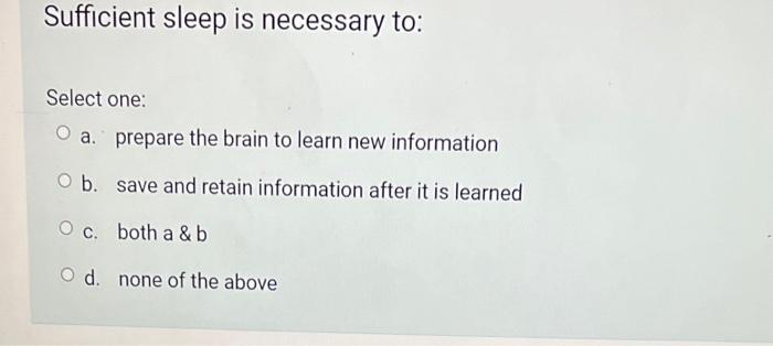 Solved Students subjected to sleep deprivation did worse on | Chegg.com