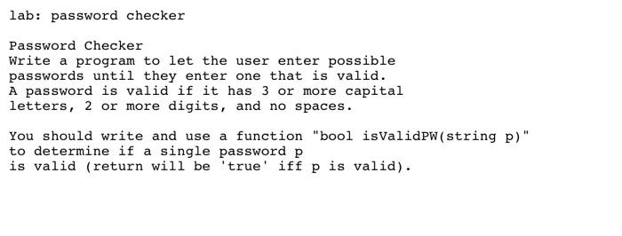 Solved lab: password checker Password Checker Write a | Chegg.com