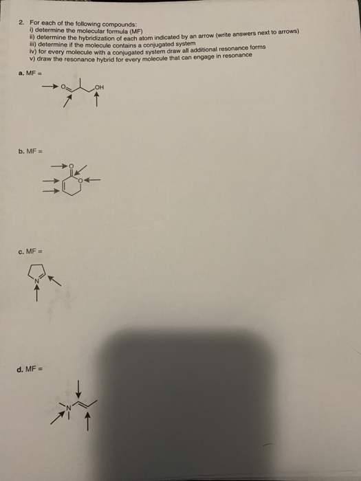 Solved 2. For each of the following compounds: i) determine | Chegg.com