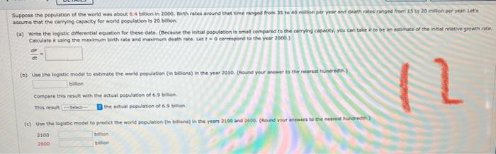 Solved Suppose the population of the world was about 6.4 | Chegg.com
