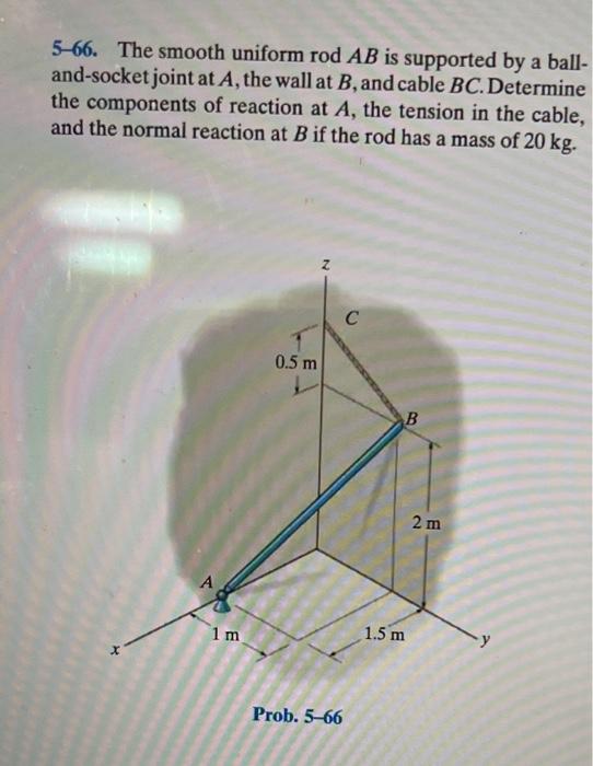 Solved 5-66. The Smooth Uniform RodAB Is Supported By A | Chegg.com