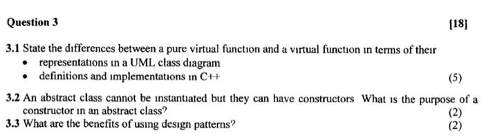 Solved Question 3 (18) 3.1 State the differences between a | Chegg.com