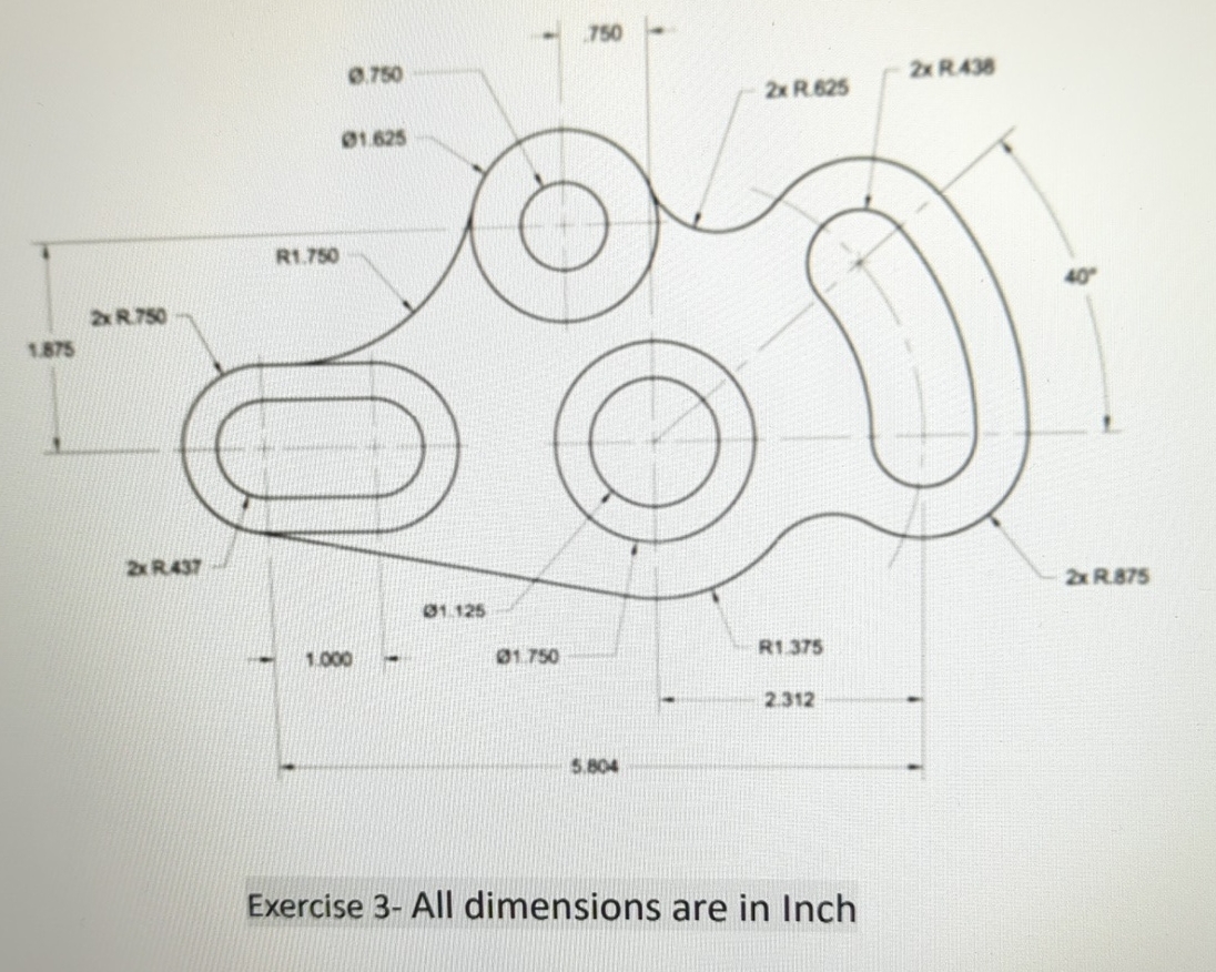Basic Cad Models Inches Exercise 3- All dimensions are in Inch.can someone | Chegg.com