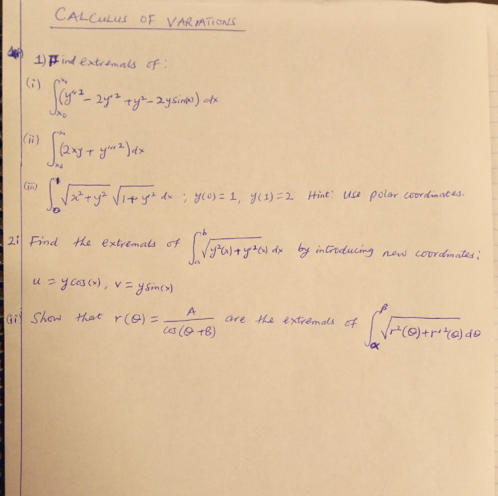 Solved Please kindly solve. Problem from Calculus of | Chegg.com