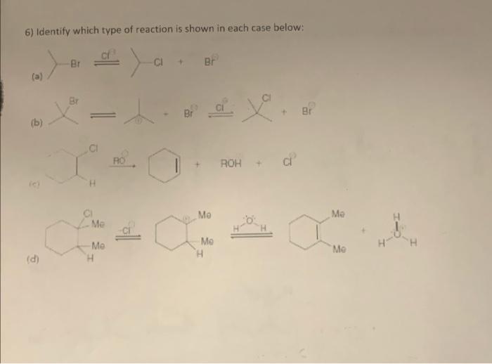 Solved 6) Identify which type of reaction is shown in each | Chegg.com
