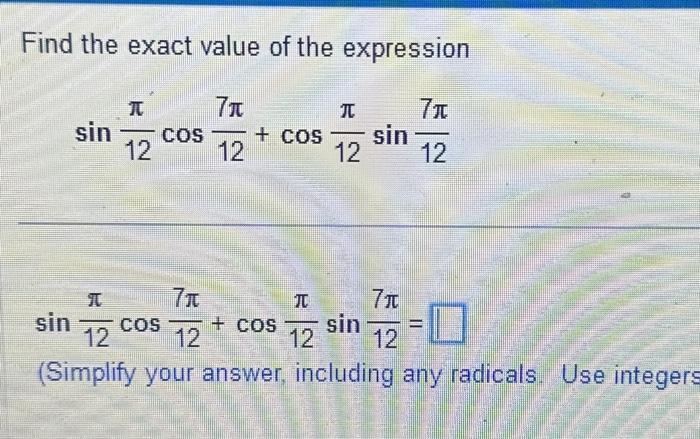 Solved Find the exact value of the expression | Chegg.com