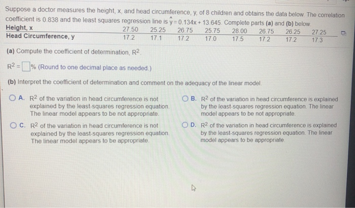 Solved Suppose A Doctor Measures The Height, X, And Head | Chegg.com