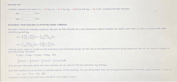 Solved Active Figure 8.9 Perfectly Elastic Collision In the | Chegg.com