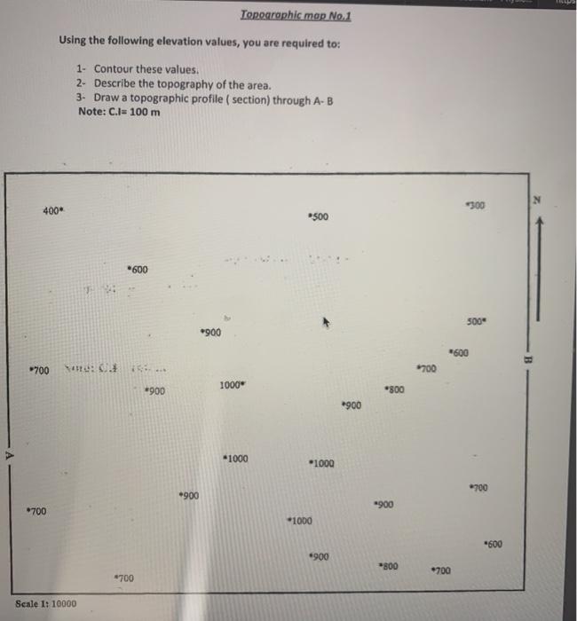 Solved Topographic map No.1 Using the following elevation | Chegg.com