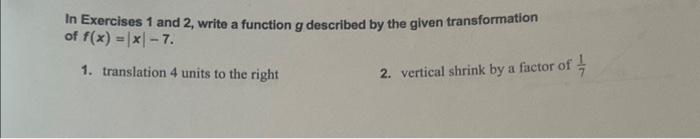 Solved In Exercises 1 and 2, write a function g described by | Chegg.com