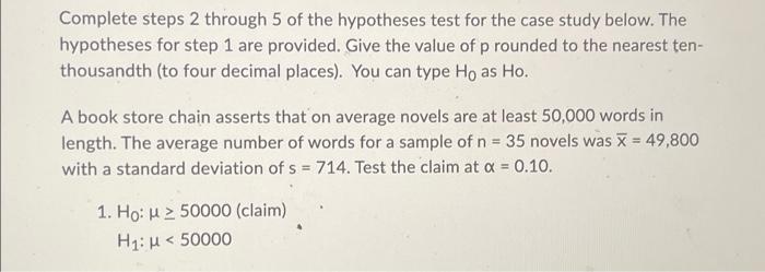 Solved Complete steps 2 through 5 of the hypotheses test for | Chegg.com