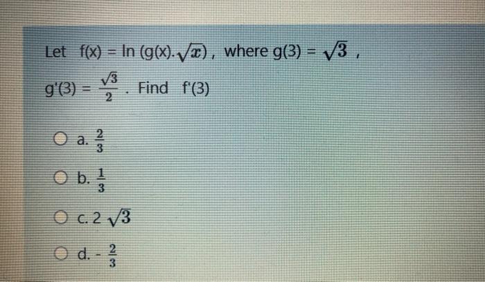 Solved Let F X In G X Vae Where G 3 13 Gʻ 3 Chegg Com