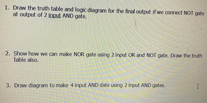 Solved 1. Draw the truth table and logic diagram for the | Chegg.com