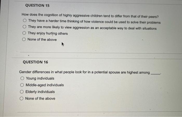 How does the cognition of highly aggressive children tend to differ from that of their peers? They have a harder time thinkin