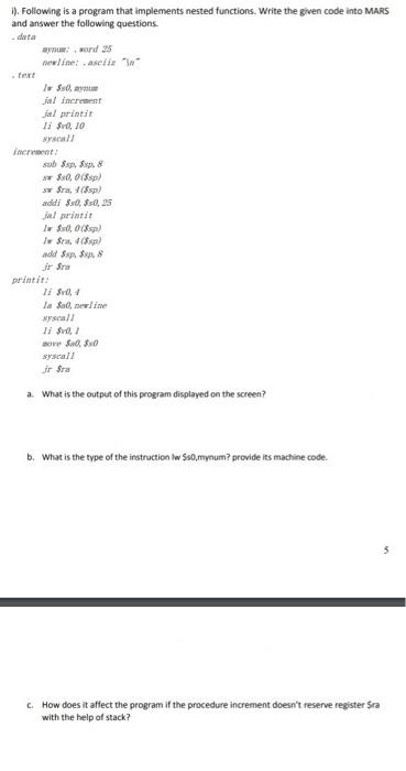 Solved 1). Following is a program that implements nested | Chegg.com